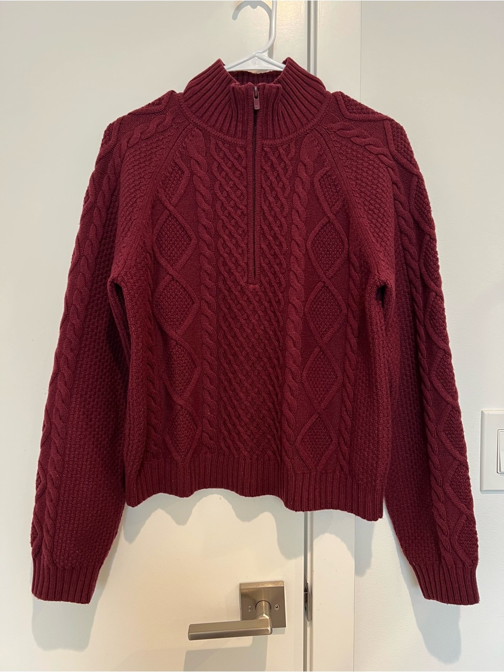 Sunday Best | Boreal 1/4 Zip Sweater, Sumac Burgundy, Size M